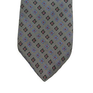 Vintage Gray Brooks Brothers Makers & Merchants Geometric 100% Silk Designer Tie